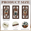 Dreiteiliges Wanddeko-Set aus Holz mit grünen Pflanzenmotiven und Maßangaben - Dunkelbraun Pflanze Raute Ausgehöhlt Stil (Y26Y90068_Q) / 3-teiliges Set