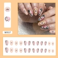 Oval press-on nails featuring artistic butterfly wing and mystic eye graphic patterns - W937 Evil Eye