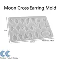 Silicone earring mold for DIY resin crafts featuring moon and heart shapes 12.6x8cm - Moon Cross