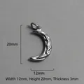 Silver vintage moon pendant in hammered stainless steel texture, 12mm x 20mm size - Hammered Moon Pendant (P00141S)