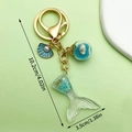 Blauer Meerjungfrauenschwanz Schlüsselanhänger mit Perlen und Muscheln in Gold - LS169 Blau Harz Schwanz
