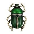 Vintage green beetle brooch with emerald enamel finish and antique gold metal plating - Emerald Green Vintage Beetle