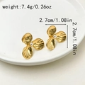 Gold-plated floral stud earrings with white pearl center, size 2.7cm and 7.4g weight - 3-Petal Pearl Flower / Gold