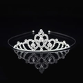 Silver crown headband for girls featuring interlocking crystal hearts and sparkling rhinestones - Style 26 (Tiara)