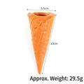 Artificial ice cream waffle cone model in orange plastic for DIY crafts 13cm - Large-Large Hole / Caramel color