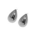 Polished silver teardrop stud earrings with a sleek minimalist mirror finish for women - 925 Silver / White Gold