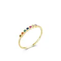 S925 sterling silver rainbow gemstone ring with gold plating and colorful stones - US Size 5 / Gold