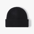 Gorro de punto negro para mujer con doble vuelta y textura de canalé para el calor del invierno - Talla única / Negro (24B046)