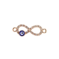 Macro detail of infinity evil eye charm connector in rose gold with pave crystals - Infinity Eye / 10 Pieces Pack