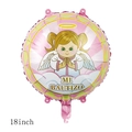 18 inch pink round foil balloon for girl baby shower featuring praying angel Mi Bautizo - 18 Inch Baptism Pink Girl Ball