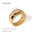 18k gold plated stainless steel wide band ring with rhinestones and size specifications - US 8 / Gold (JDR2312006)