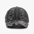 Cappellino da baseball in denim grigio scuro con fori consumati e stile vintage - Regolabile / Nero Carbone