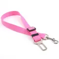 Adjustable pink nylon dog car seat belt with durable metal buckle and swivel hook - Pink