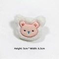 Detail of white plush bear head DIY accessory with pink embroidery measuring 5cm x 6.5cm - Open Back Patch / Off-white Bear
