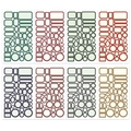 Set of 8 colorful vintage label stickers in various geometric shapes for scrapbooking - Label Version 8 Sheets/Set
