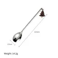 RVS 304 koffielepel met groene kerstboom hanger, 13,5 cm lengte voor kerstcadeau - Zilveren Kerstboom