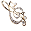Golden musical note brooch with sparkling rhinestones and elegant white faux pearls - Xd9420-2