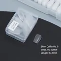 Frosted matte short coffin press-on nail tips in size 9 with transparent finish - DA04 Matte Short Trapezoid No.9 50Pcs
