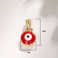 Detailansicht des 13mm roten Evil-Eye-Anhängers mit Höhen- und Breitenmaßen - A0022-Hellrotes Emaille (13x7mm)