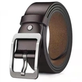 Ceinture homme en cuir marron foncé rétro avec une boucle à ardillon argentée chic - Boucle à Ardillon Argenté Café / 120cm
