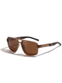 Polarized TR90 Y2K aviator sunglasses with translucent amber frames and brown lenses - Matte Tea