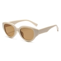 Retro cat-eye sunglasses with cream white thick frame and brown tinted lenses - Beige Frame Light Brown