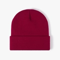 Classic double-layer burgundy knit beanie hat for men and women with ribbed texture - 4-Seam Jujube Red