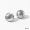 Minimalist silver spherical earrings with textured vertical striped metal finish - Round Striped Silver (D2422)