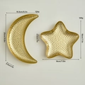 Golden moon and star metal tray set with hammered finish for dessert and snacks - Small Set (Size S) / Gold