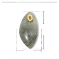Macro detail of oval green natural stone pendant with gold stainless steel loop - YE233-Grey Green Oval Natural Stone