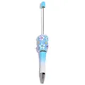 DIY beadable ballpoint pen featuring blue and white gradient with 3D flower beads - Spray Painted Blue Gradient