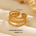 Three-layer 18k gold plated stainless steel open ring with delicate flower pattern - Three-layer Small Flower (1199)