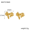 Polished gold bow earrings detail with dimensions 2.5cm width and 5.5g weight info - BE47721BW0 Gold Fluid Bow