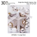 Set of 30 gold silver and white Christmas tree balls with a star in a gift box - 3CM (30 Pieces Set) / Gold