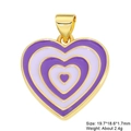 Purple heart enamel pendant with gold edges and dimensions 19.7x18.6mm for DIY jewelry - Purple Concentric Heart Style