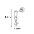 Silver screw-back cartilage earring with geometric trapezoid and round cubic zirconia - Rectangular & Round Zirconia Pendant Style (2603-7# Silver)