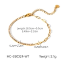 Detailed view of gold paperclip chain and cubic zirconia tennis bracelet with clasp - White Zircon Spliced Paperclip Chain Style (HC-B20324-WT)