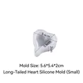 Molde de silicona pequeño corazón blanco traslúcido para joyas de resina 5,6x5,4x2cm - Corazón de Cola Larga Pequeño