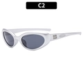 Y2K style sporty cycling sunglasses with silver frame and dark gray lenses - Silver Frame Grey Lens