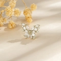 Silver vintage butterfly cartilage stud earring with sparkling cubic zirconia stones - Coffee Gold (Single Piece)