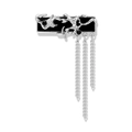 Gothic industrial style brooch featuring black plate with molten silver metal and chains - Gothic Industrial Style (QT0216) / Silver Black