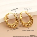 Three-layer C-shaped twisted gold-plated stainless steel hoop earrings for women - EH04-9 Small Polished Twisted / Gold