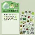 30-piece Green Ice Tea series waterproof synthetic stickers for journals - XCC030 Green Ice Tea - 30 Sheets/Pack
