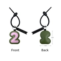 Pink and green number 2 PU leather keychain with black strap for bag accessory - Number 2 / Number 2-Pink/Dark Green