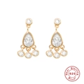 Golden S925 sterling silver teardrop earrings with sparkling marquise opal and zircon - Gold Color-Style 4