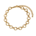 Tobillera minimalista de acero inoxidable chapado en oro de 14K con eslabones redondos - Empalme de Cruz de Eslabones Redondos (20+5cm) / Dorado