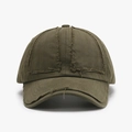 Casquette baseball vert armée vintage avec effet délavé et détails déchirés usés - Vert Armée (23A052)