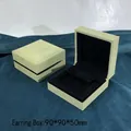 Portagioie per orecchini in finta pelle scamosciata verde con interno nero, 90x90x50mm - Scatola per orecchini a lobo verde erba