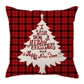 Red and black buffalo check Christmas pillowcase with a white tree and holiday greeting - Zl001-21 / 45*45cm Cover Only