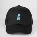 Berretto da baseball classico in cotone nero con ricamo dinosauro blu per uomo e donna - Nero